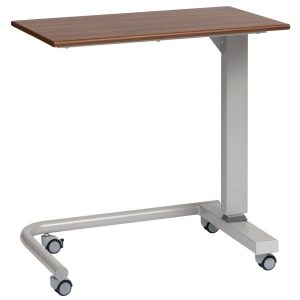 Gas Lift Overbed Table, Wheelchair Base, Walnut