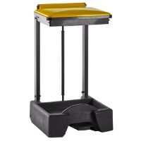 Plastic Open Body Sack Holder With Wheels, Yellow Lid