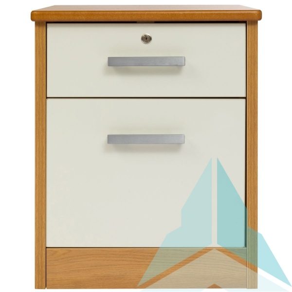 Pembroke Door & Drawer Bedside Cabinet, Medium Oak with Cream Fronts