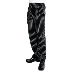 Unisex Chef Baggy Trousers, Black/White Stripe, Large/97-102cm