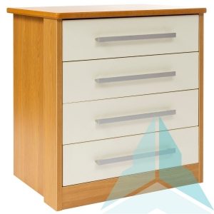 Pembroke 4 Drawer Chest, Medium Oak with Cream Fronts