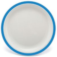 17cm Plate With Coloured Rim, Med Blue