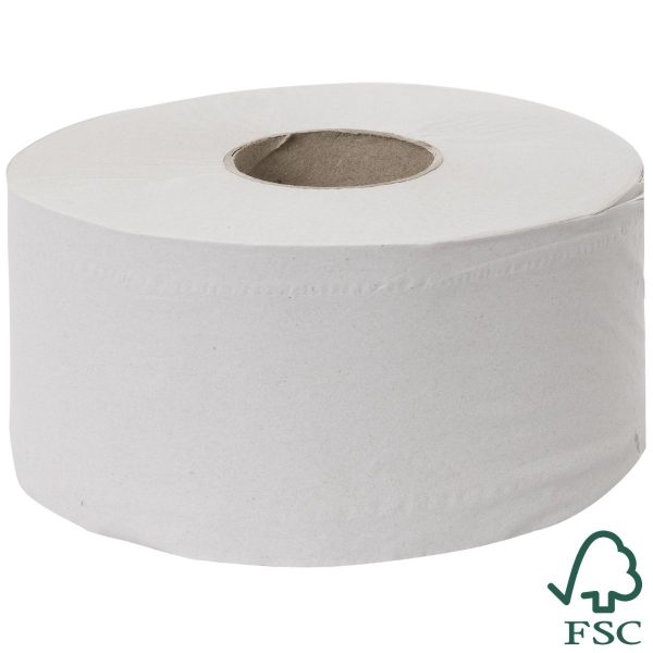 2 Ply Soft White Mini Jumbo Toilet Rolls, 6cm Core