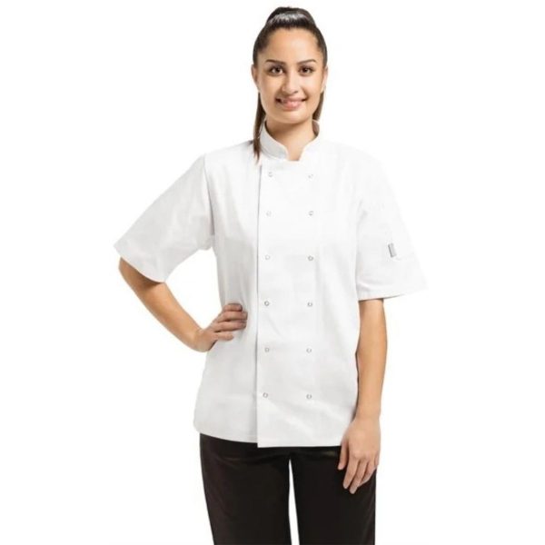 Unisex Chef Jacket, Short Sleeve, White, Extra Small/82-87cm
