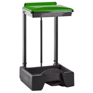 Plastic Open Body Sack Holder With Wheels, Green Lid
