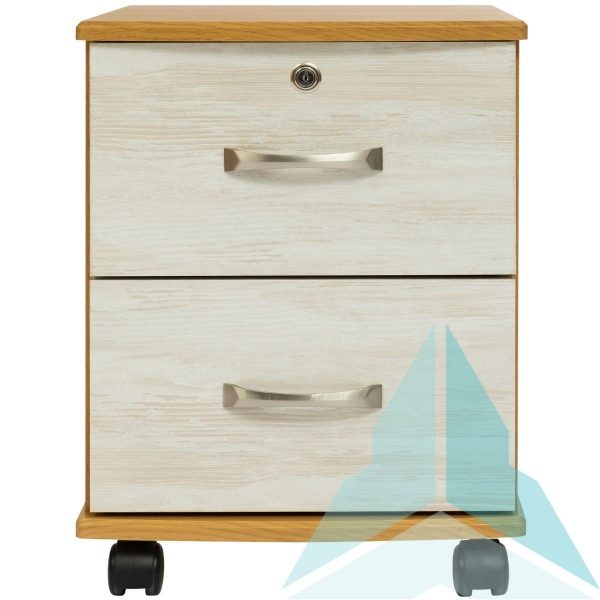 Argyle 2 Drawer Bedside Cabinet in Medium Oak with Light Artwood fronts