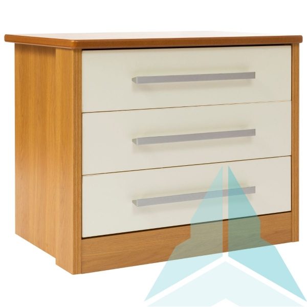 Pembroke 3 Drawer Chest, Medium Oak with Cream Fronts