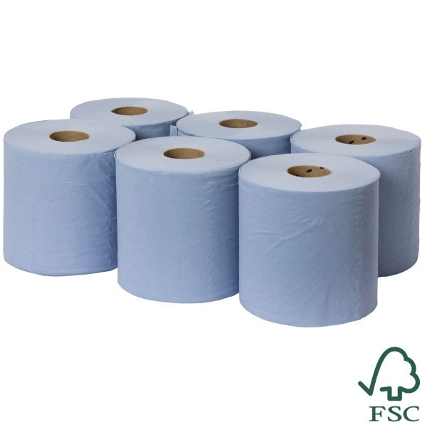 2 Ply Blue Standard Centre Feed Rolls