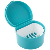 Denture Cup With Hinged Lid & Strainer