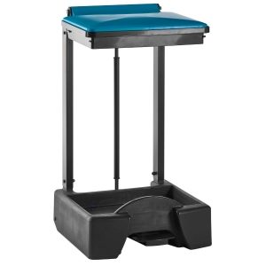 Plastic Open Body Sack Holder With Wheels, Blue Lid