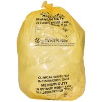 Yellow Clinical Waste Sacks, Printed
