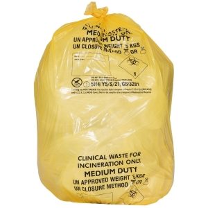Yellow Clinical Waste Sacks, Printed
