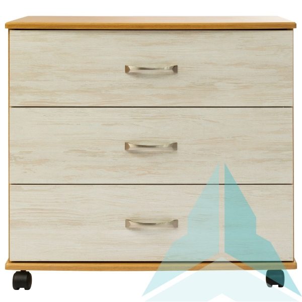 Argyle 3 Drawer Chest in Medium Oak with Light Artwood fronts
